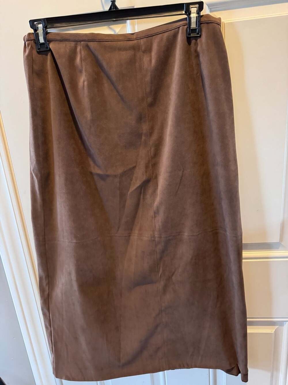 Norton McNaughton Skirt Size 16P Brown Faux Suede Midi Pencil